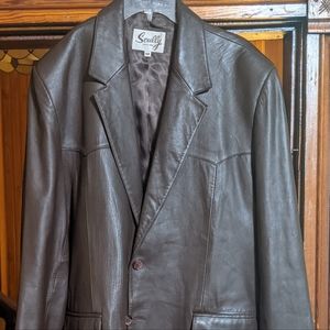 Scully Lambskin Leather Chocolate Blazer